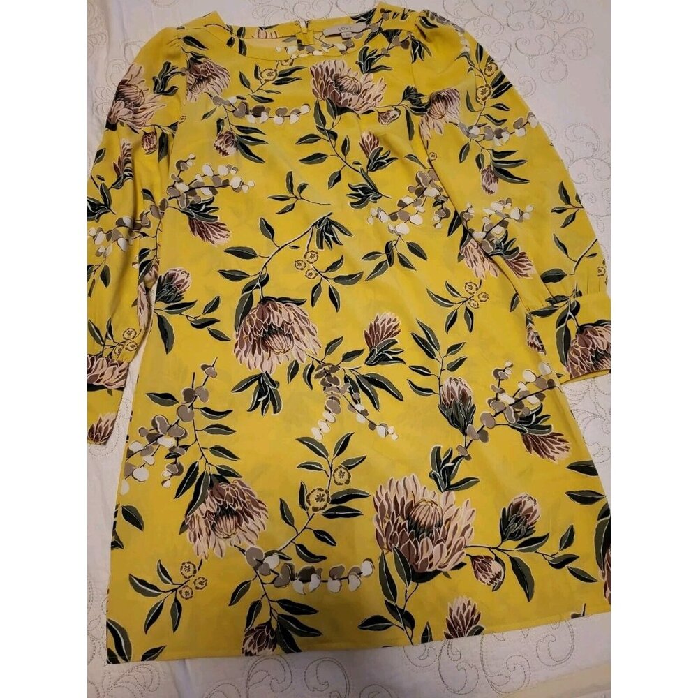 Loft Yellow Floral Long Sleeve Shift Dress  6 Classy sophisticated wedding guest